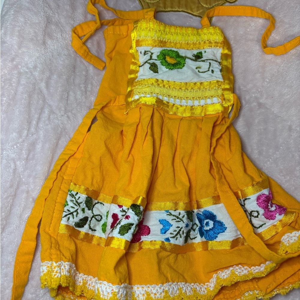 SHEIN Yellow Floral Embroidered One Piece